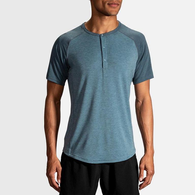 Brooks Cadence NZ - Men's Short Sleeve Running Shirt - Blue (25794-RMUA)